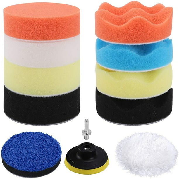 Buffing Sponge Pads Kit for Car Sanding Cleaning Waxing Dusting with Car Beauty Dymals 12Pcs 3 Inch Car Foam Drill Polishing Pad Kit